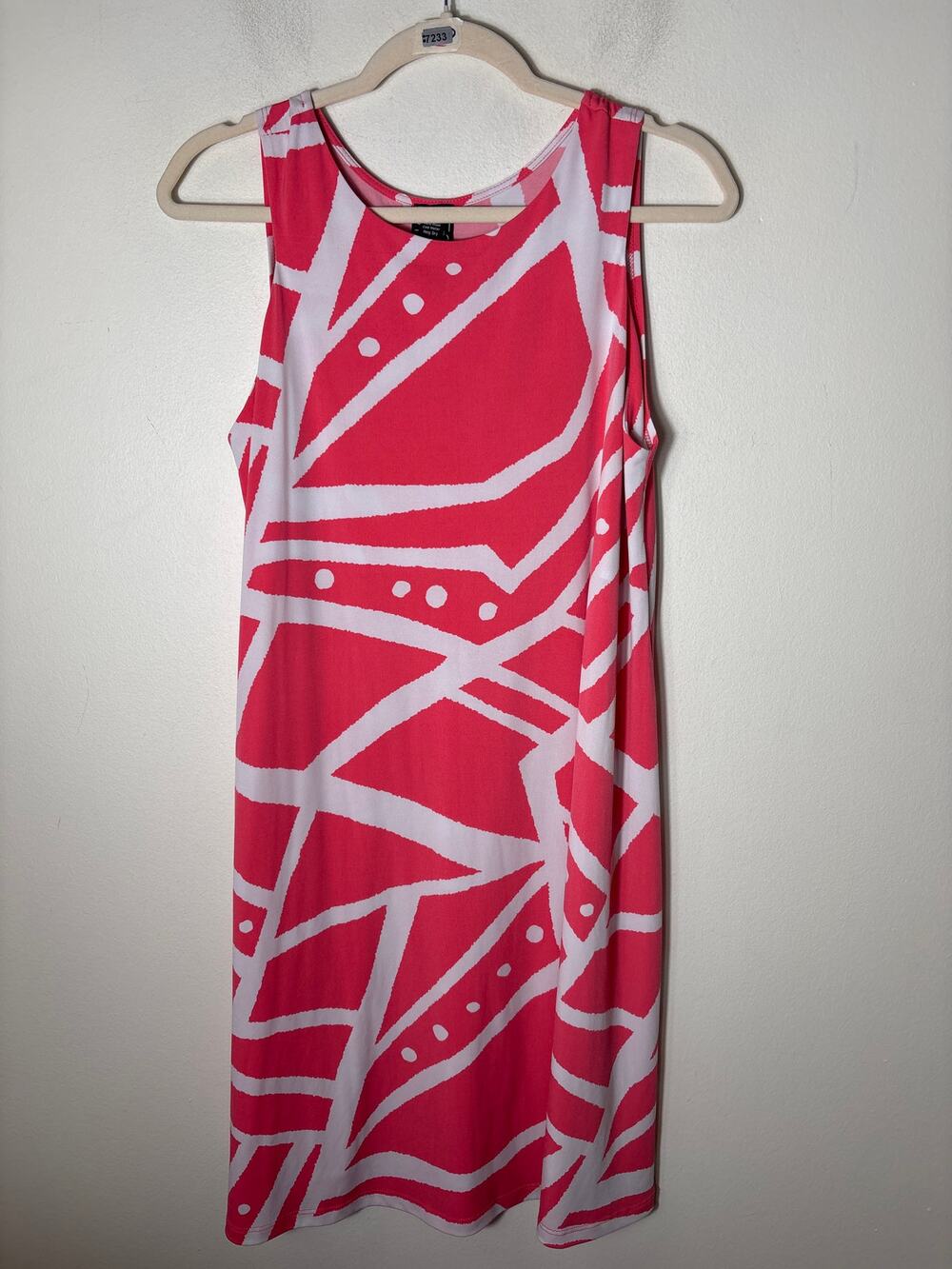 Clara Sun Woo Peachy Pink and White Sleeveless Midi Dress Sz M